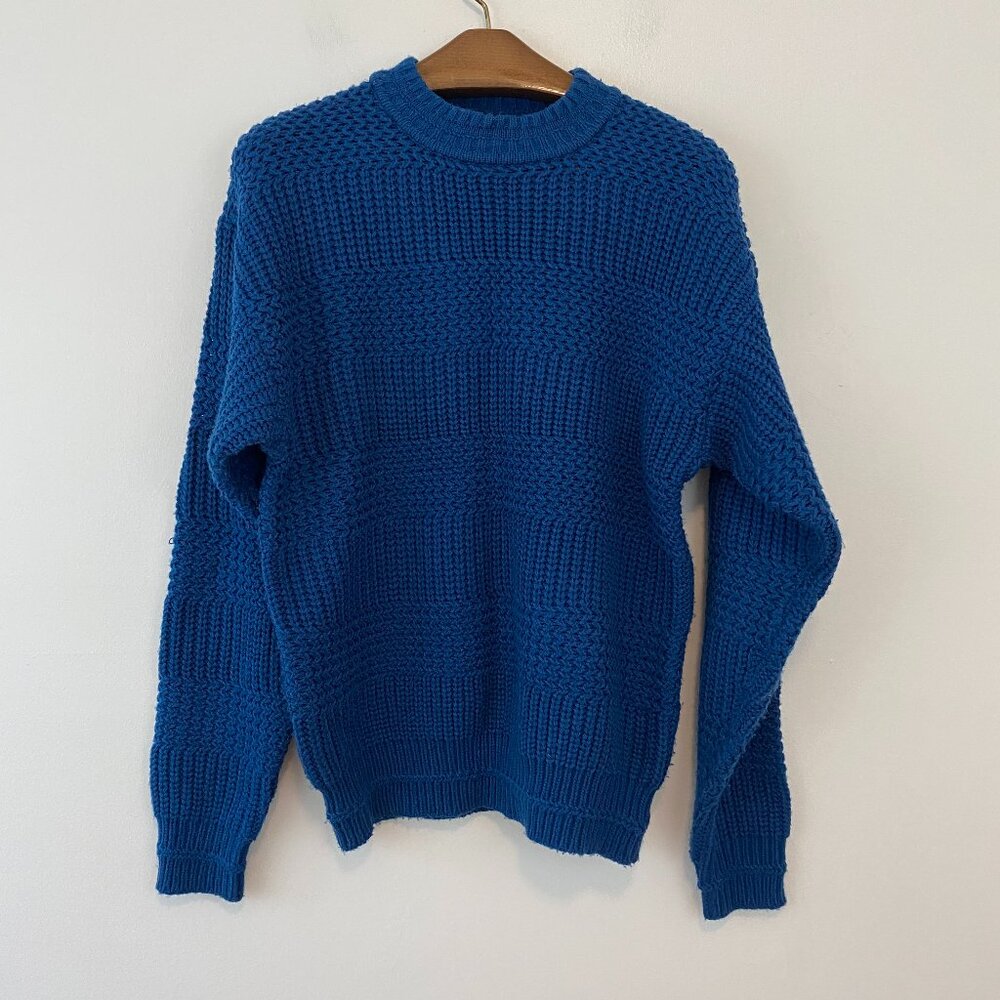 Vintage Saugatuck Dry Goods Company Blue Pullover Knit Sweater Mens Large